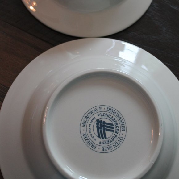 Longaberger Set of 2 Bowls Soup Salad Woven Traditions Ivory Blue Accents USA - Picture 4 of 4